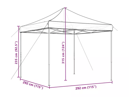 Tente de réception pliable escamotable marron 292x292x315 cm