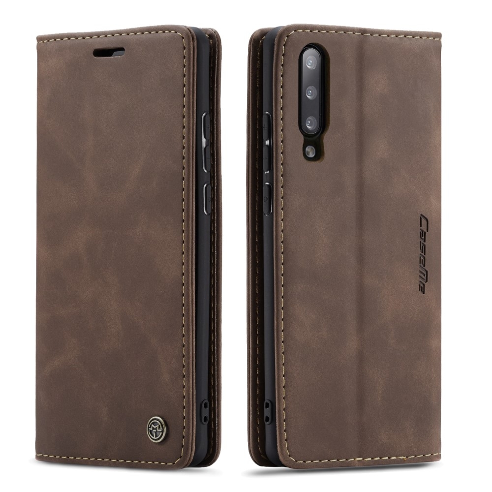 Samsung Galaxy A50 / A30s Leder Tasche Flip Wallet Etui mit Kartenfächern - Dunkelbraun