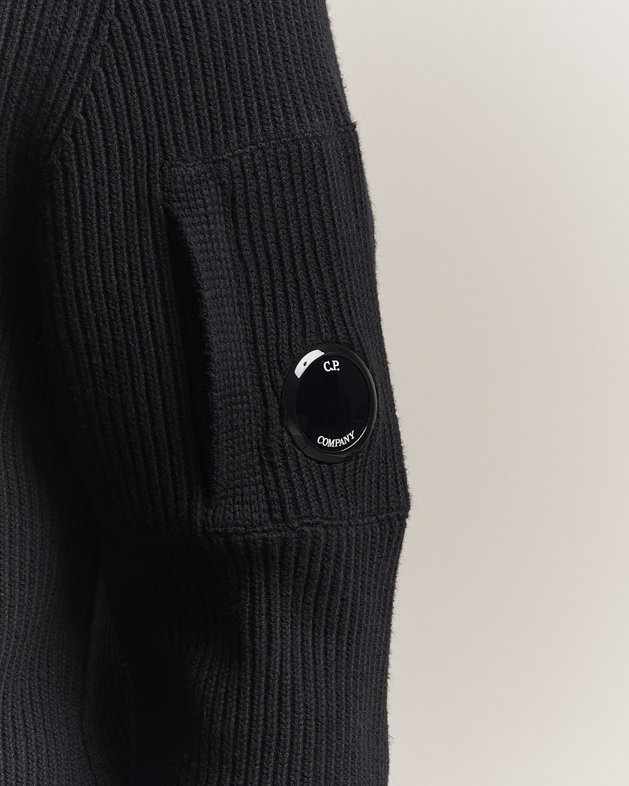 C.P. Company Full Rib Knitted Cotton Crew Neck Black