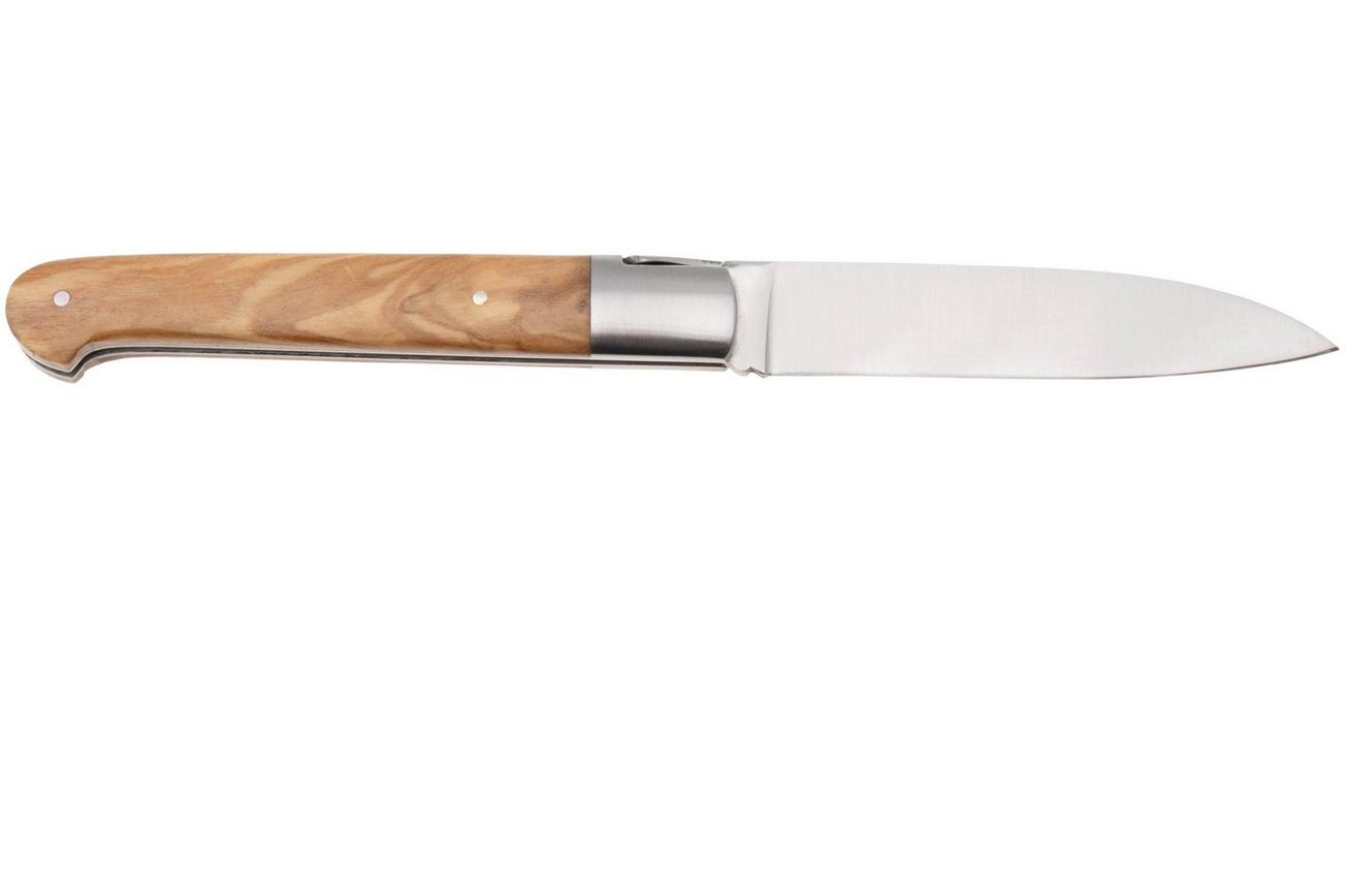 Laguiole en Aubrac Sauveterre Olive, Matt Stainless Bolster, zakmes, 11 cm