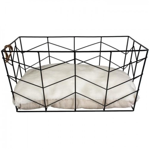 Cama retangular de metal preta Europet Bernina Caviar para cães