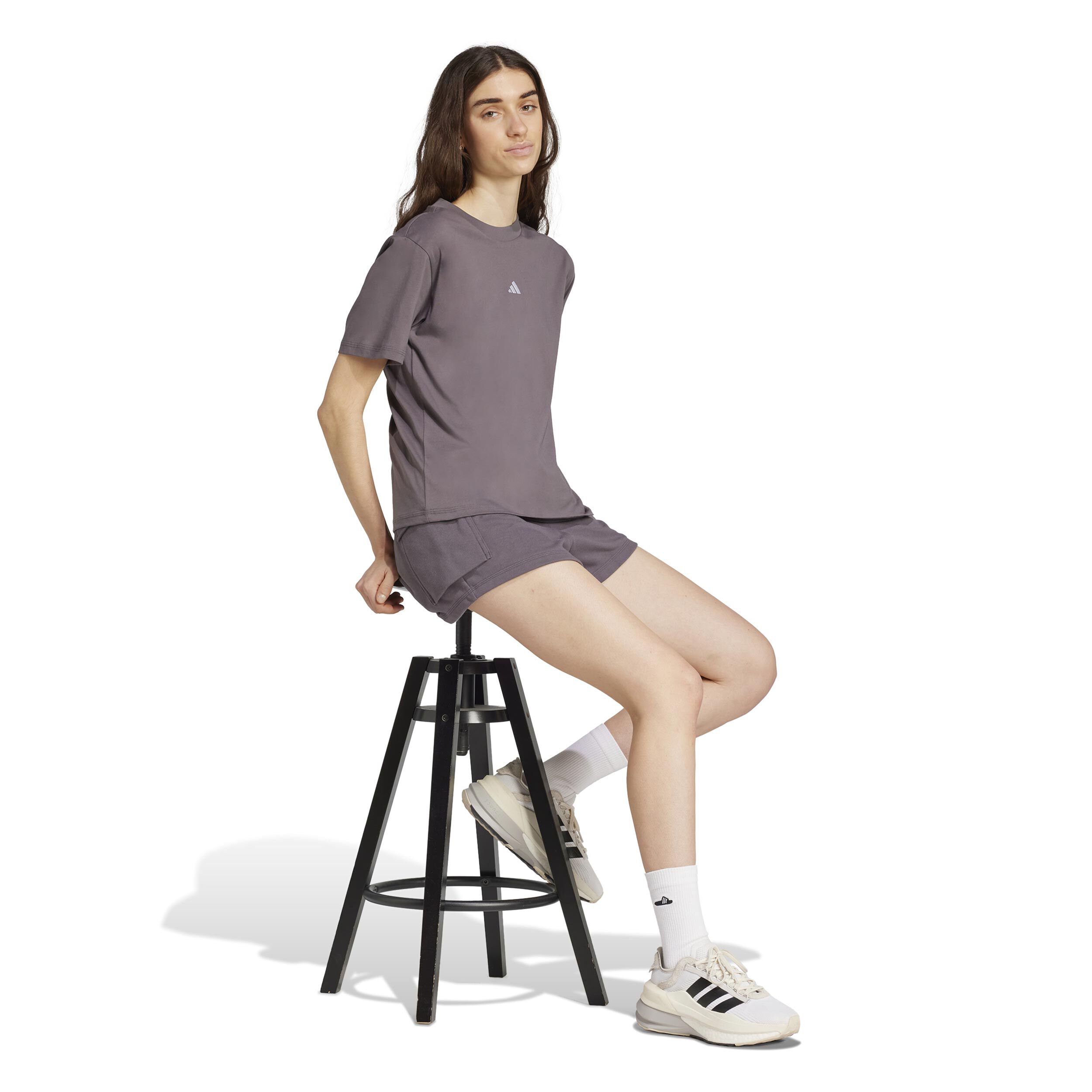 adidas Small Logo T-shirt Femmes - Gris Foncé