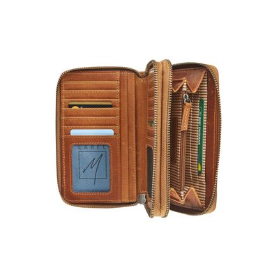 Portefeuille double fermeture éclair Forence - cognac - label M