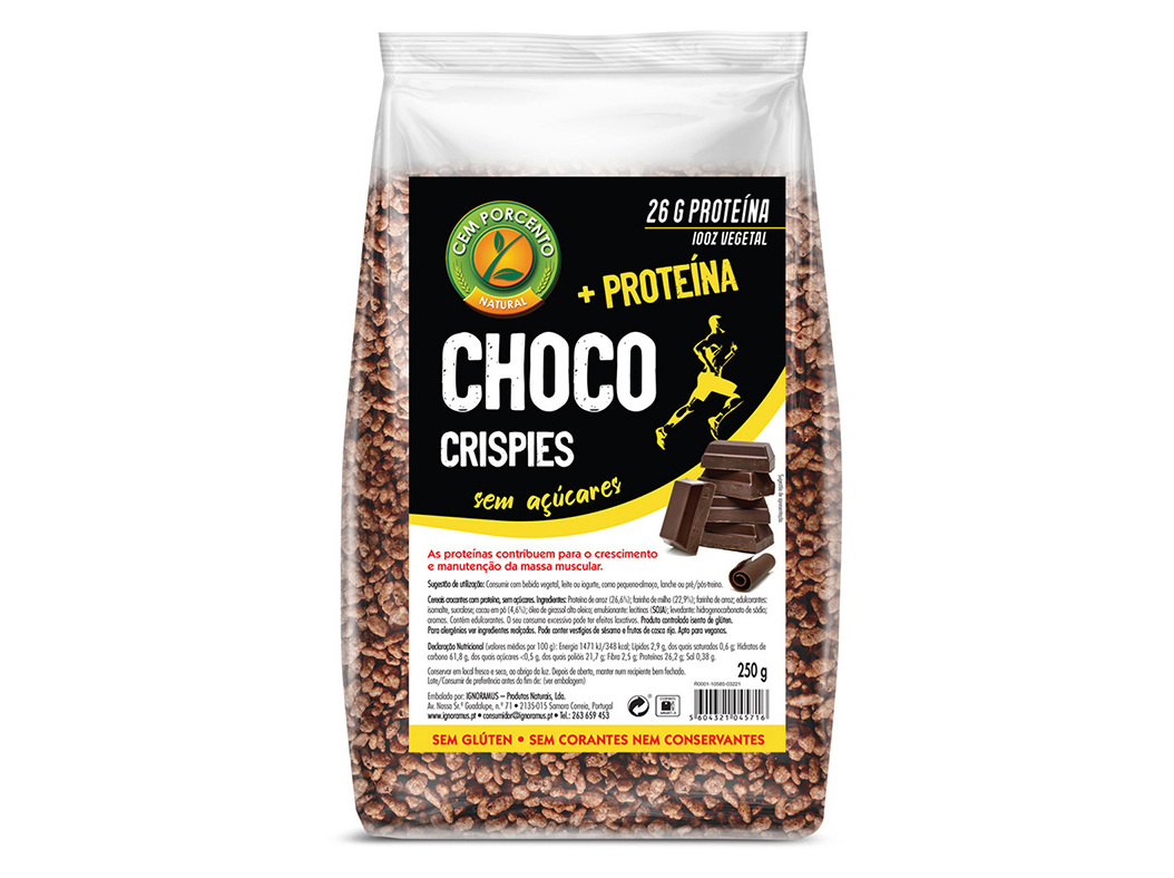 CHOCO CRISPIES CEM PORCENTO S/GLÚTEN E S/AÇÚCAR 250G