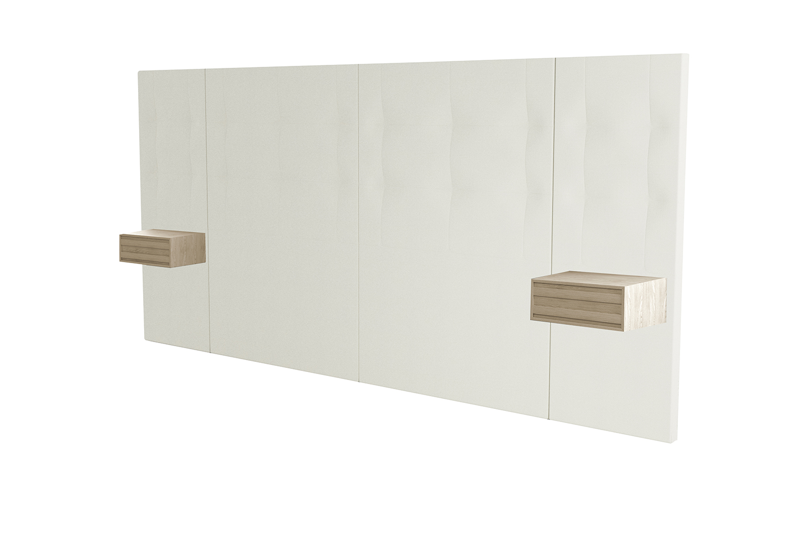 Crown sengegavl oppsett 210 cm bredde. Tekstil 221 elfenben, bestående av 2 stk moduler 105 cm