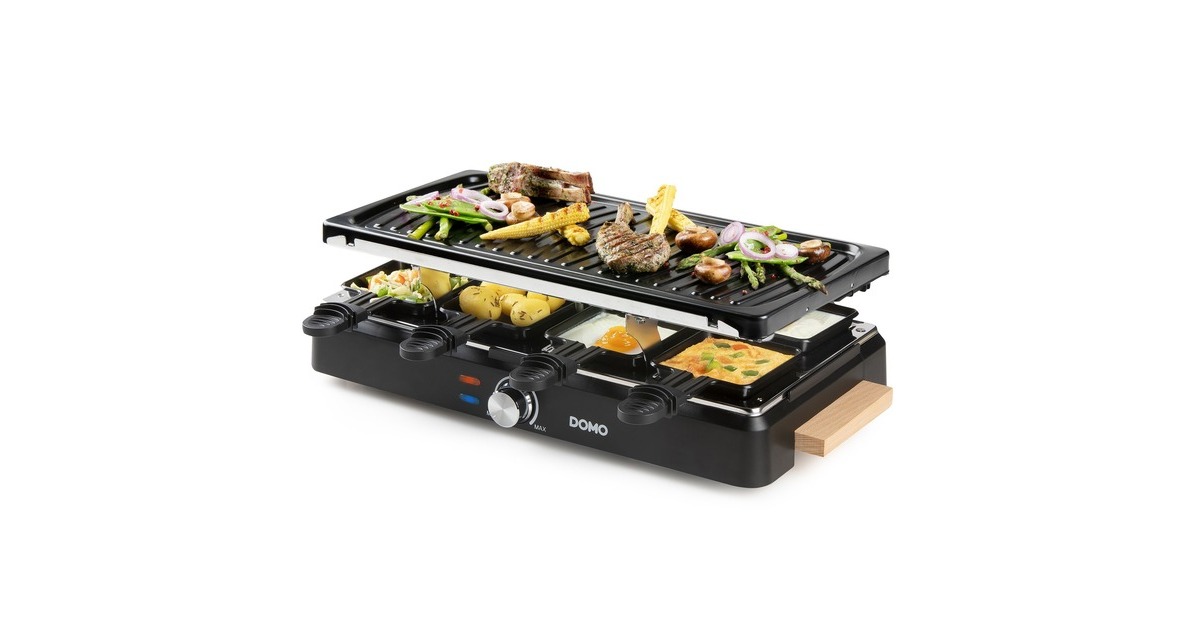 DomoRaclette-grill DO9261G gourmetstel  (Zwart/houtkleur)
