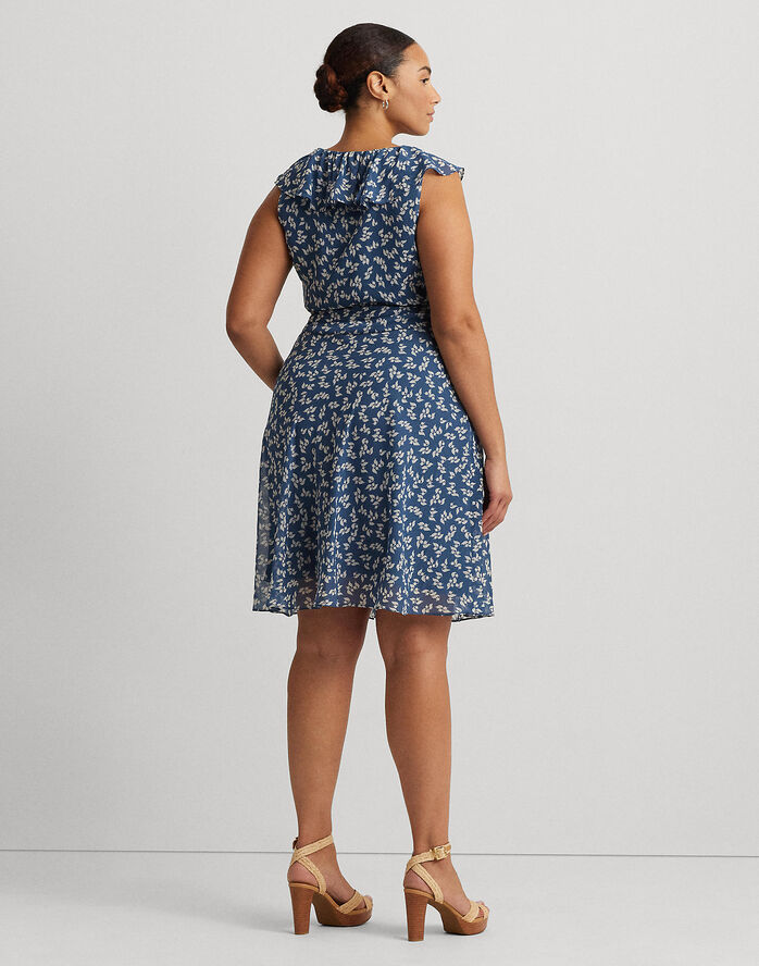 Lauren Ralph Lauren POLY CRINKLE GGT 58-DRESS Blue/cream