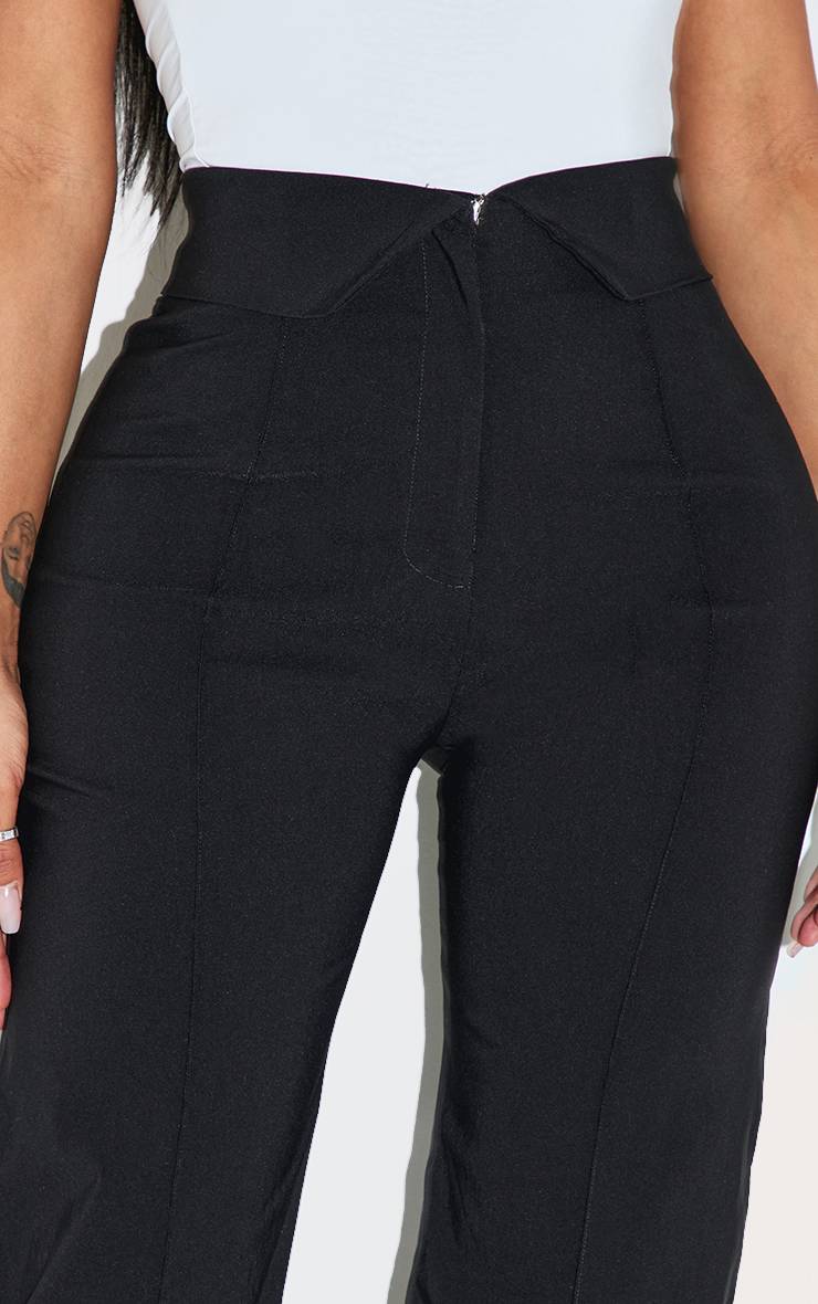 Noir Pantalon Large Shape En Tissu Extensible Avec Taille Repliée