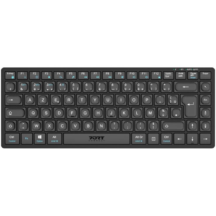 Port Designs 911001FR clavier maison/bureau RF sans fil + Bluetooth AZERTY Français Noir