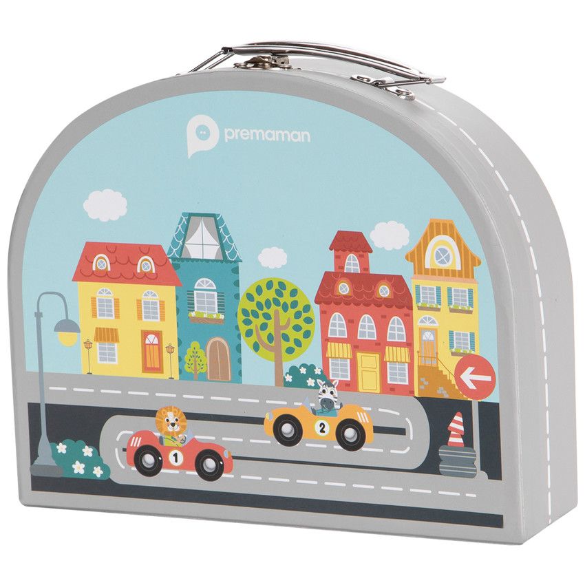 Coffret valisette circuit de voiture - Crazy city - Ecru