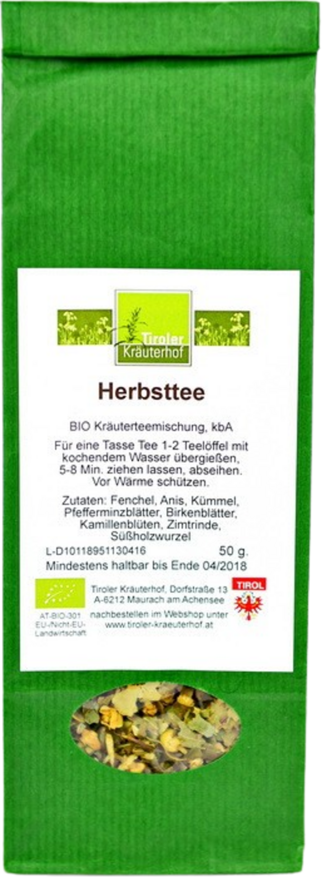 Tiroler Kräuterhof  Bio Kräutertee Herbsttee, 50 g