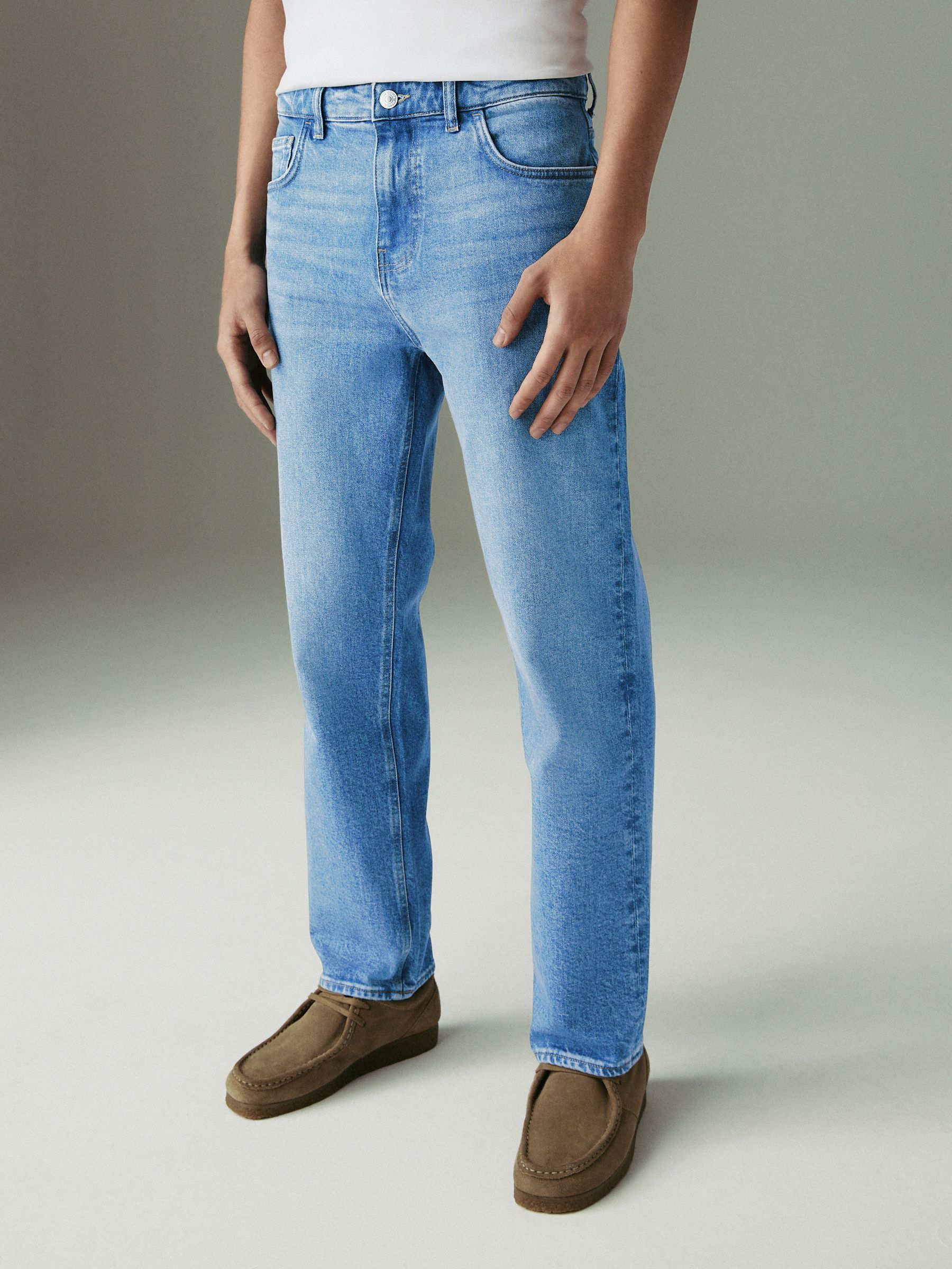 Lichtblauw - Straight fit - Vintage wash denim jeans