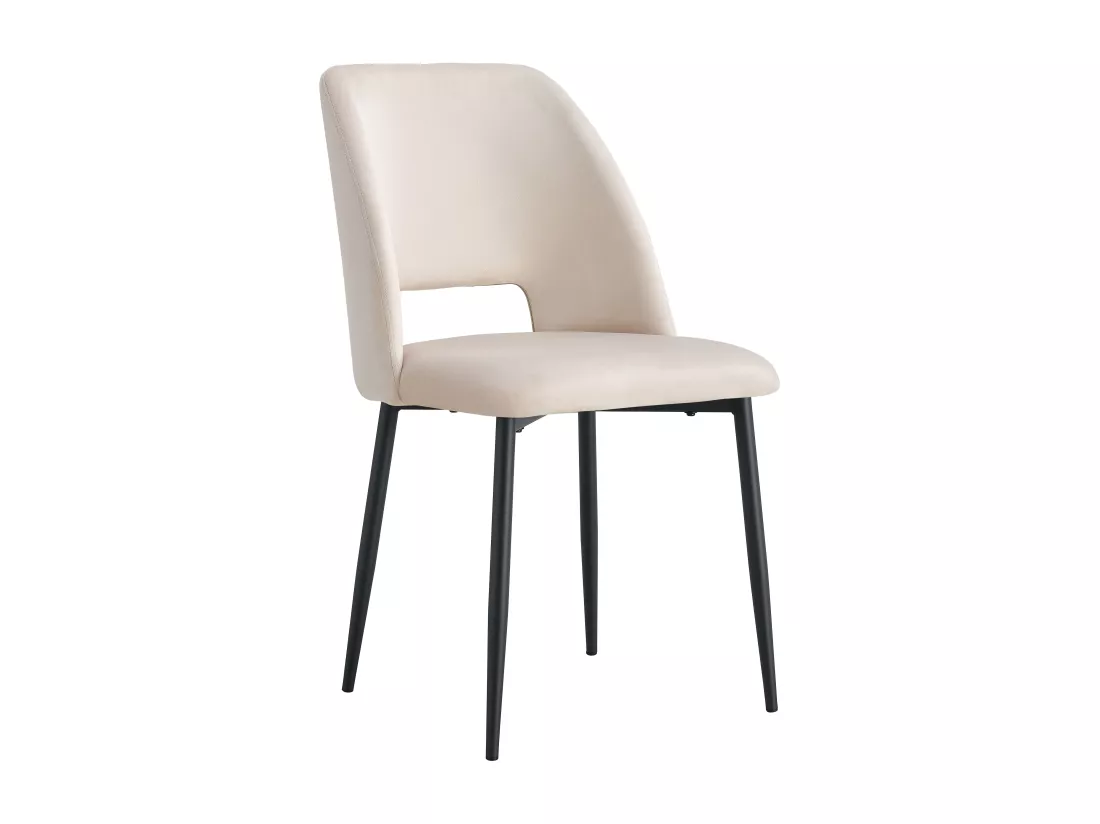 Lot de 4 chaises AVA Métal noir Velours Beige