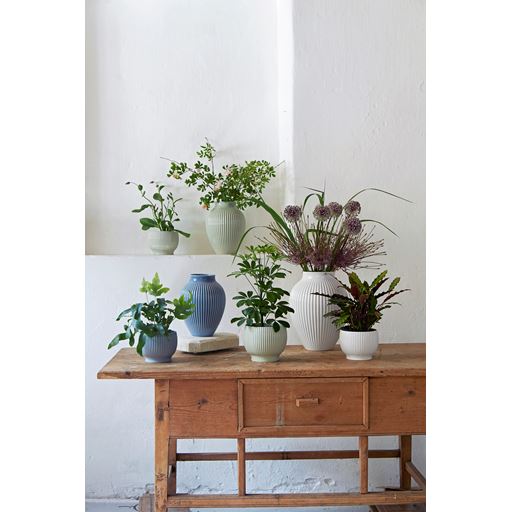 Knabstrup Riflet Vase, Hvid, H27 cm
