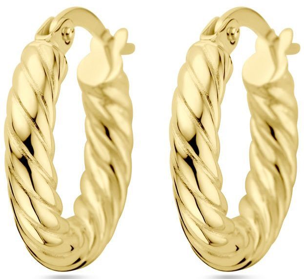 14K geelgoud oorringen gedraaide buis 4029295