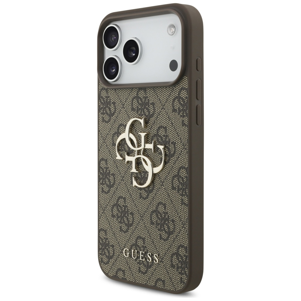 iPhone 17 Pro Leder Hardcase Hülle 4G Big Metal Logo (GUHCP17L4GMGBR) - Braun