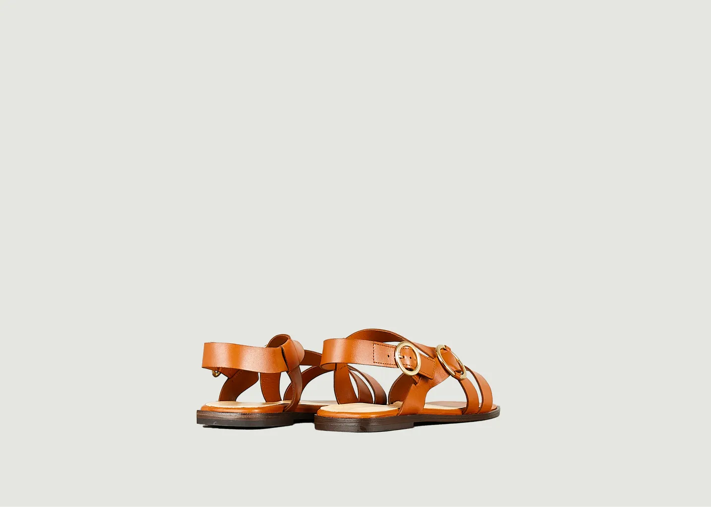 Sandale plate IO en cuir naturel Tila March