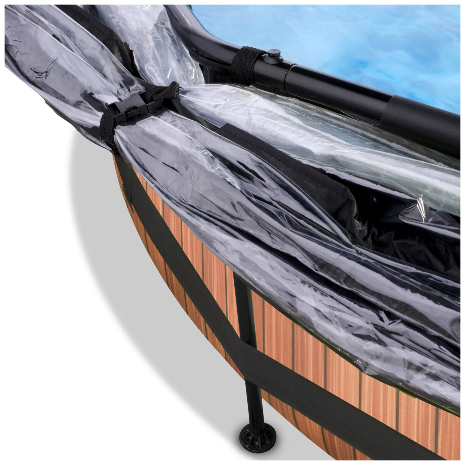 EXIT Wood zwembad ø244x76cm met filterpomp en overkapping -