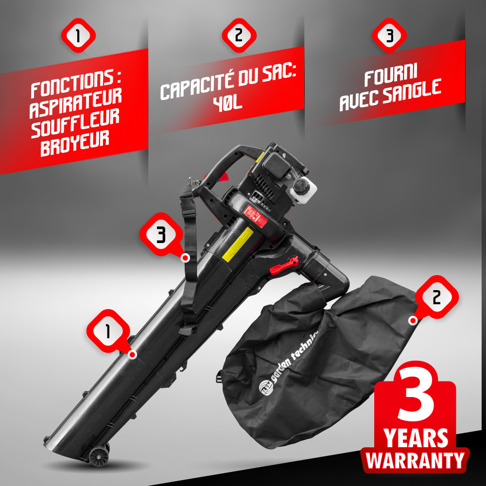 Aspirateur souffleur broyeur thermique 30cc