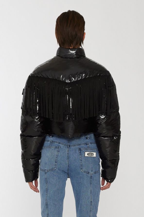 ROTATE Birger Christensen Cropped Puffer Jacket Tap shoe black