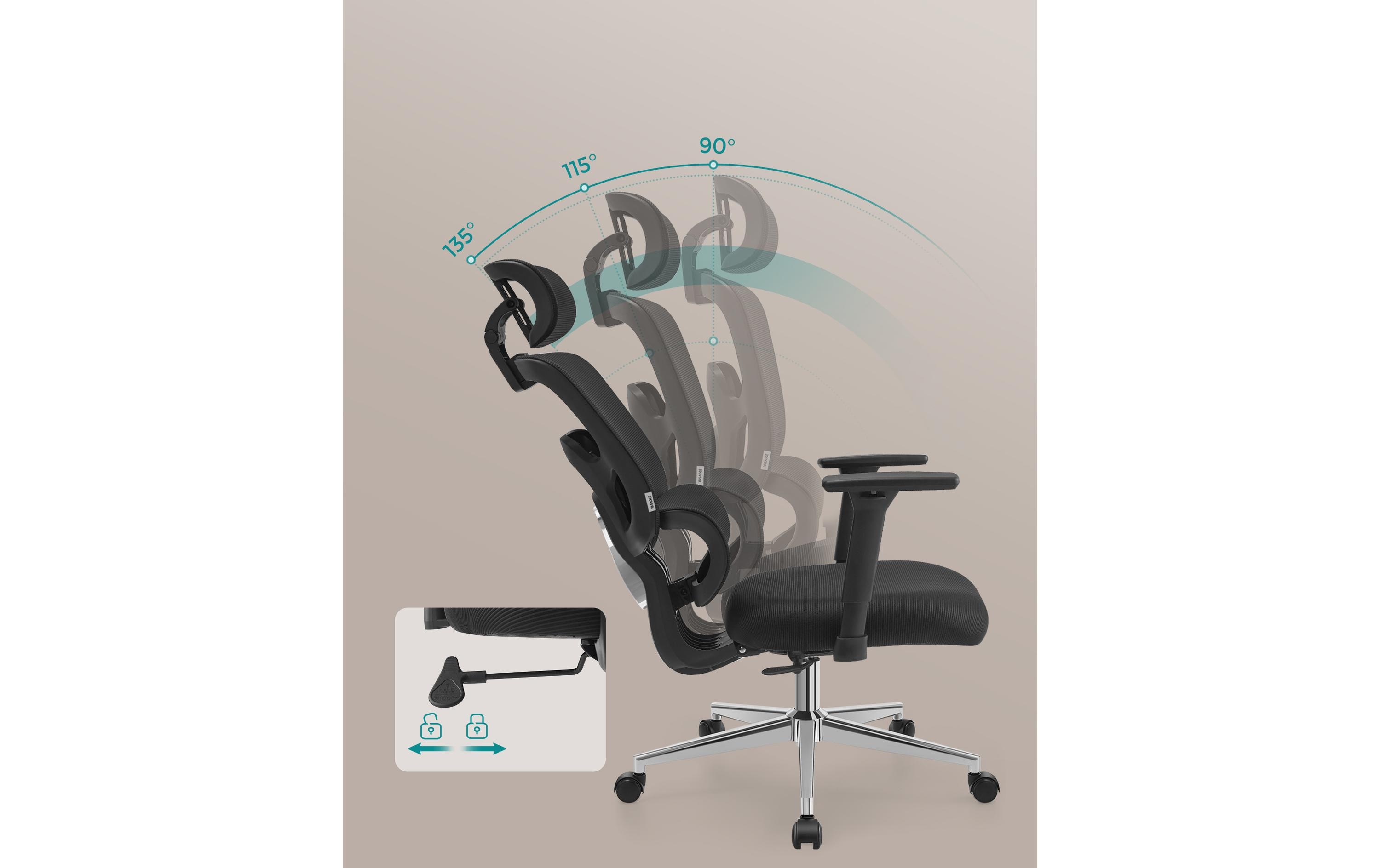 Bürostuhl mit Kopfstütze und Armlehnen, Schwarz<br>Bequemer und robuster Schreibtischstuhl