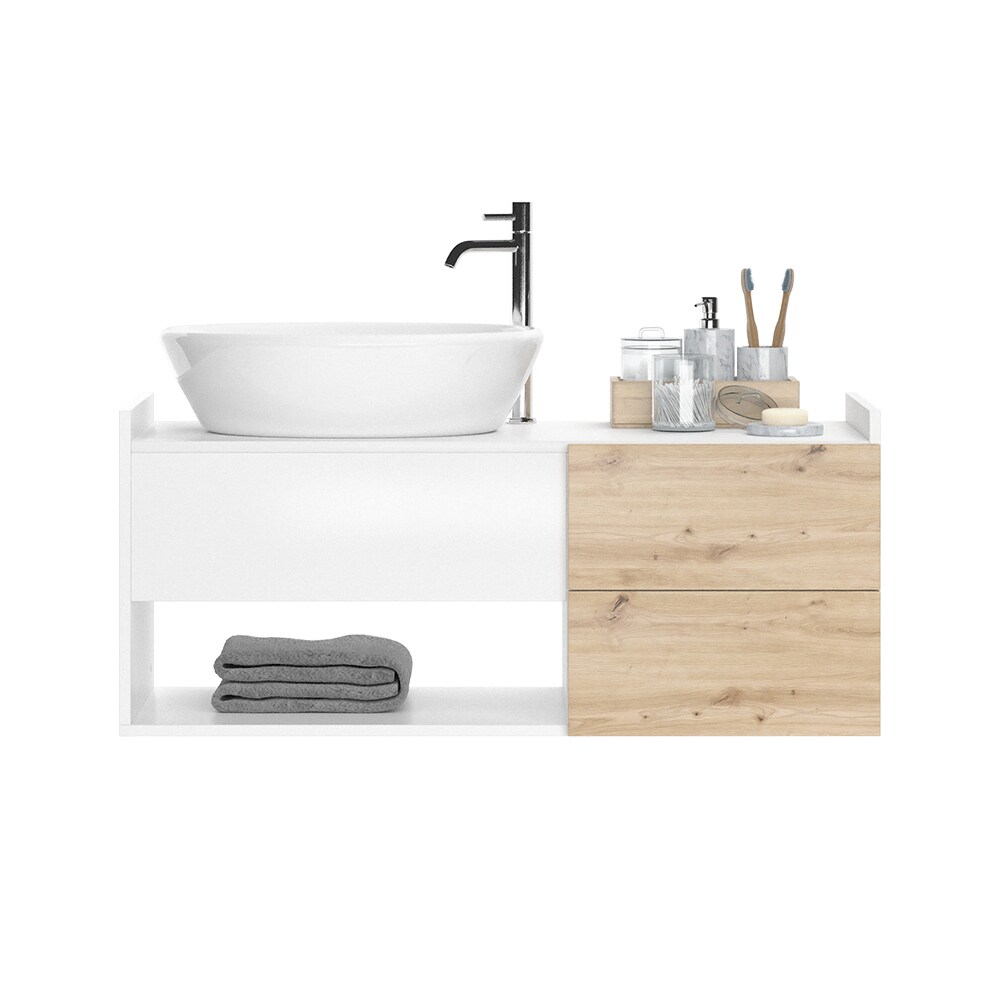 Vicco Waschtischunterschrank Alf 105 x 45 cm, Weiß Artisan Eiche, Badezimmer