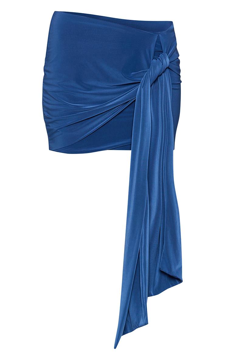 Bleu Mini-jupe Moulante À Détail Nœud