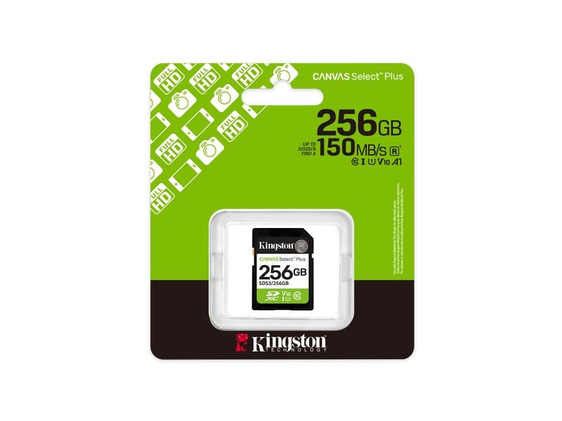 Kingston SDHC-Karte Canvas Select Plus Gen3 256 GB Robuste SDXC-Karte für Full-HD-Aufnahmen und Datentransfers