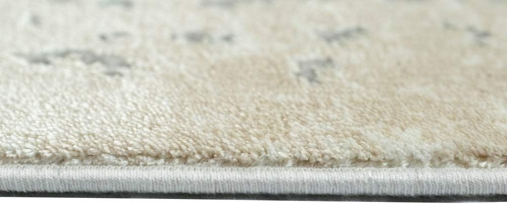 CARPETIA Wollteppich Luxus Teppich Wohnzimmerteppich abstrakt mit Naturfasern beige grau Größe 120x170 cm