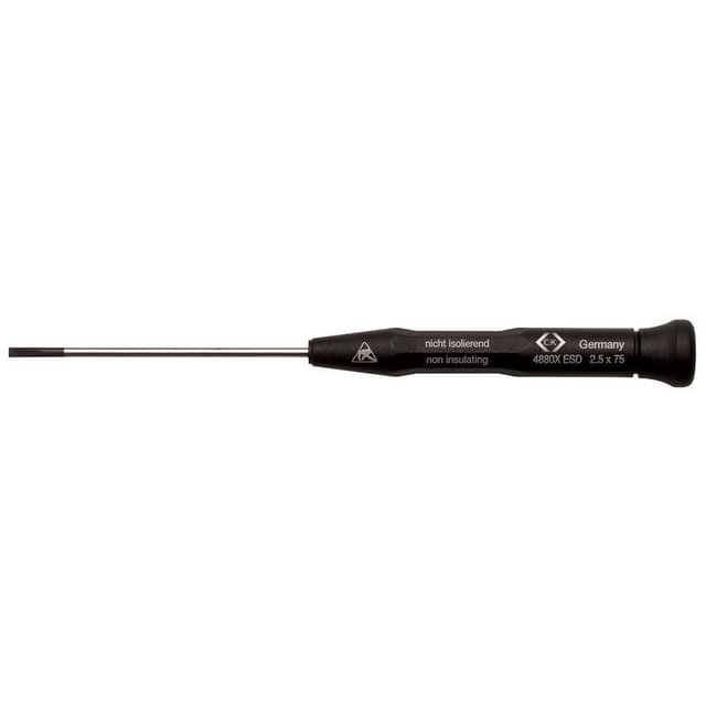 C.K. Xonic ESD Kærv-skruetrækker Klinge-bredde: 2.5 mm Klinge-længde: 75 mm DIN EN 61340-2