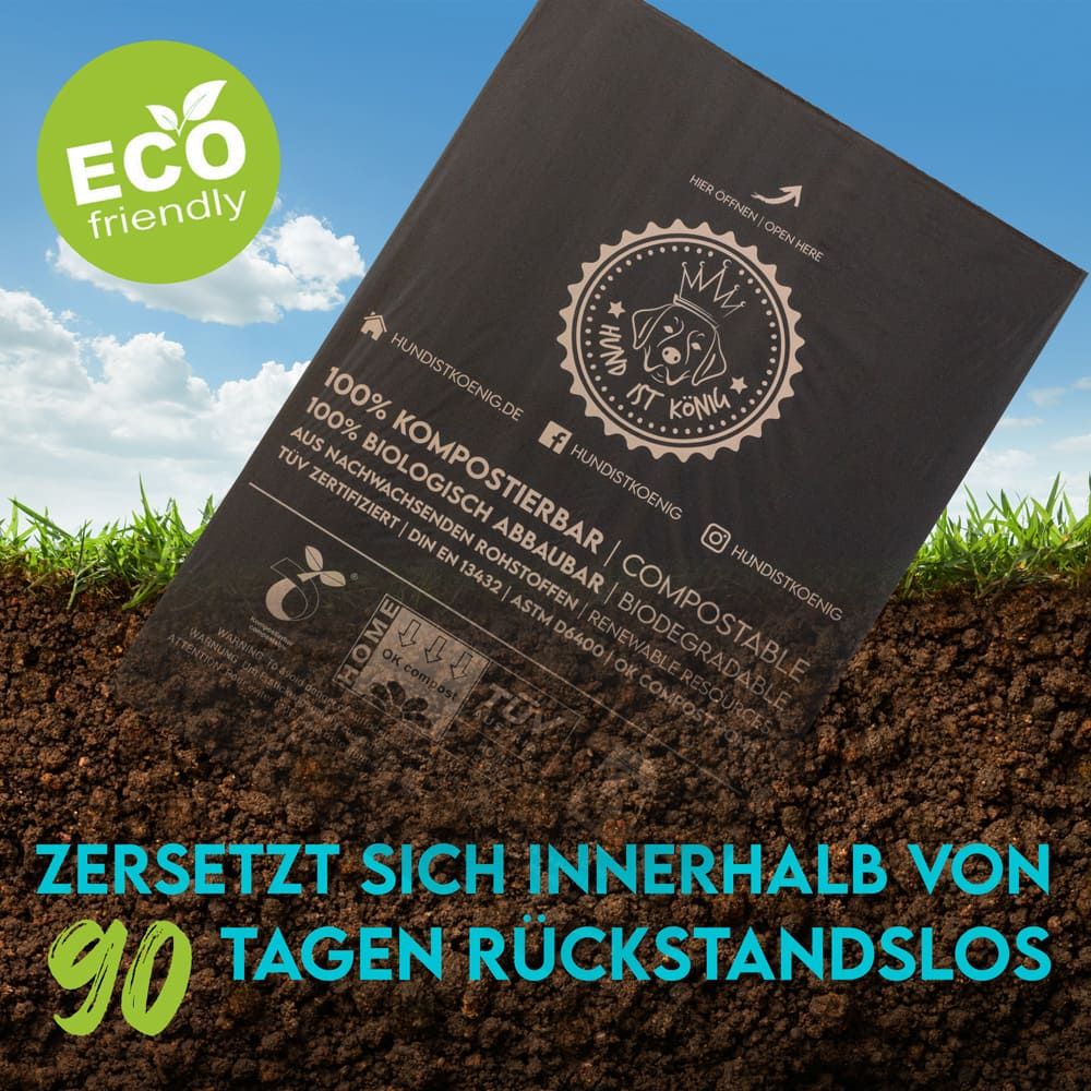 HUND IST KÖNIG® Hundekotbeutel biologisch abbaubar 100% kompostierbare Kotbeutel für Hunde