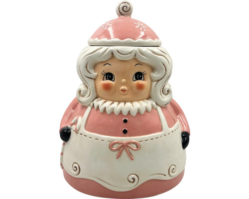 Koekjesdoos voor meisjes, Lafiora keramiek, 23,5 x 21,5 x 30 cm, roze