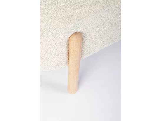 Banc en tissu naturel effet bouclé et pieds en bois de caoutchouc - DAYLA