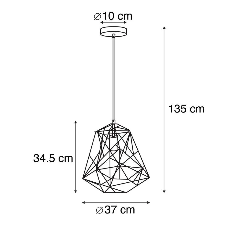 Qazqa hanglampen framework goudkleurig e27