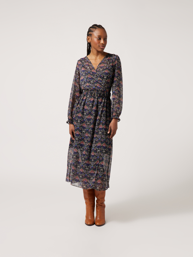 Robe midi à ceinture