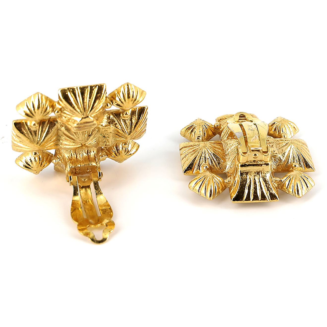 Saint Laurent Boucles d'oreilles à clip Vintage à Strass dorées - Très bon état