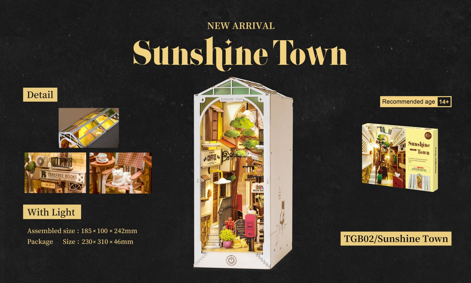 Robotime 3D puzzel Sunshine Town boekensteun 18,5 x 10 x 24,2 cm