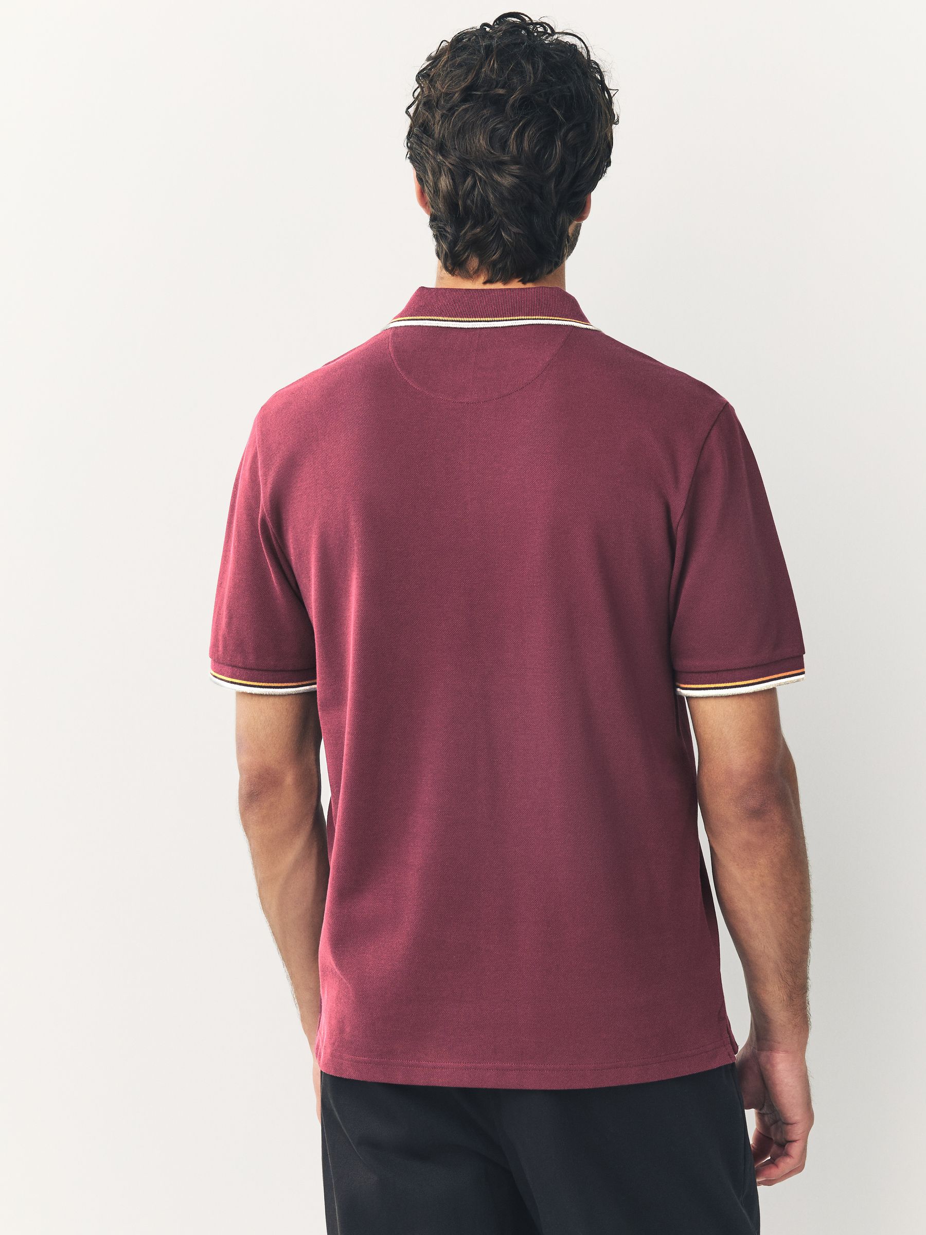 Bordeauxrood - Regular fit poloshirt met korte mouwen en contrasterende randen