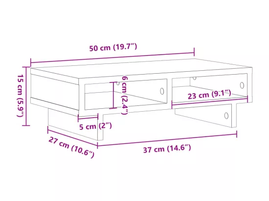 Support de moniteur vieux bois 50x27x15 cm bois d'ingénierie