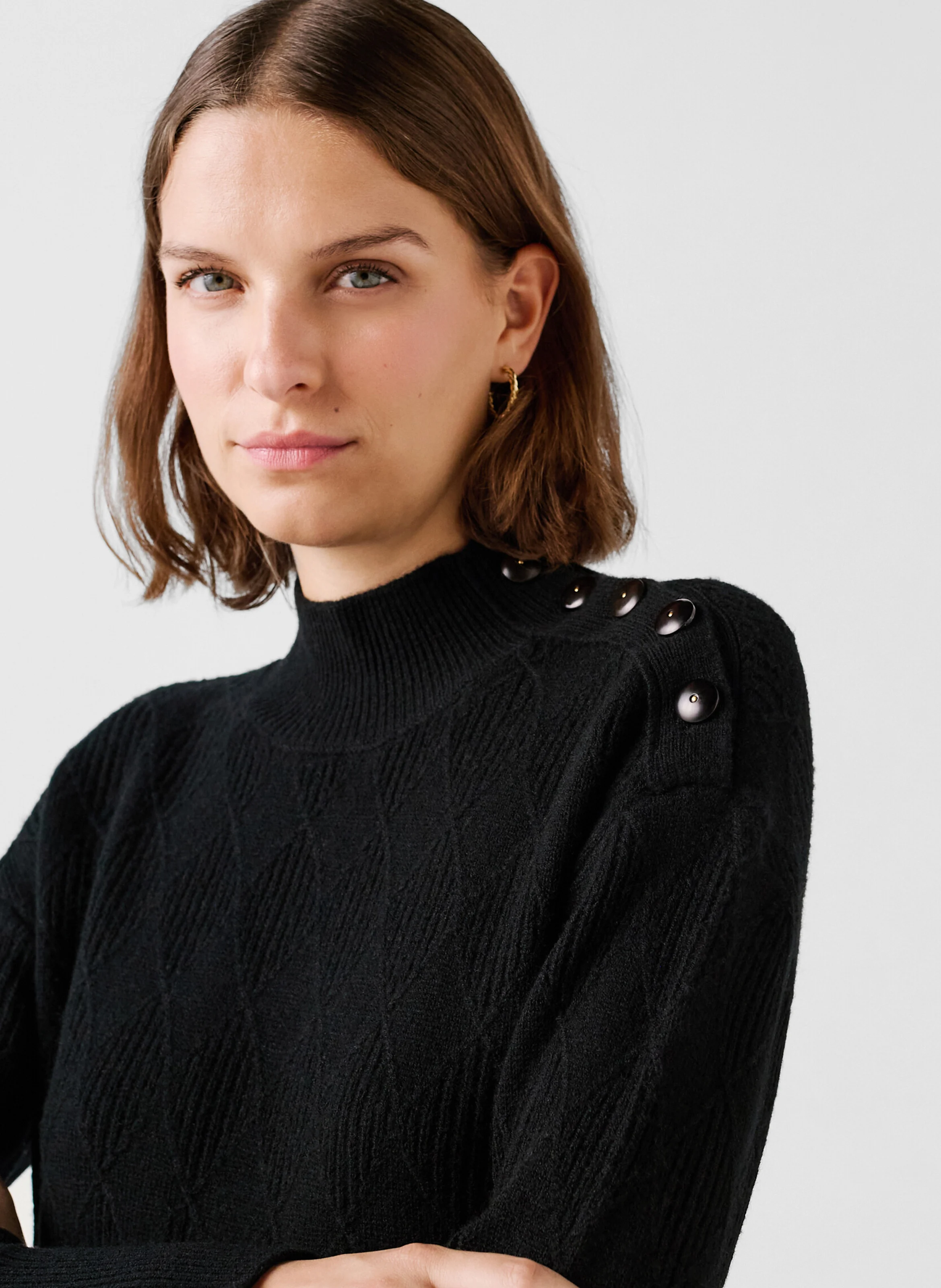 RMAEVA - Robe pull côtelée en laine | Noir