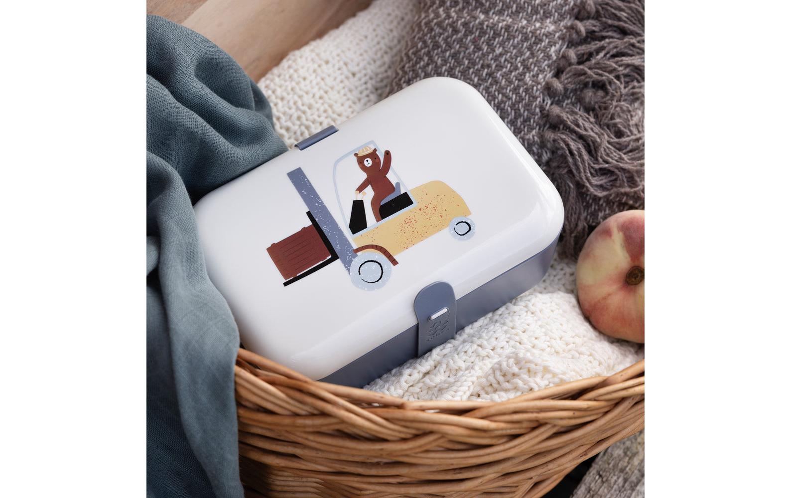 Lunchbox Silikonband Busy BuildersBrotdose mit Silikonband zum Verschliessen