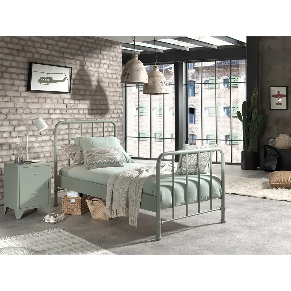 Vipack bed Bronxx - olijfgroen - 90x200 cm