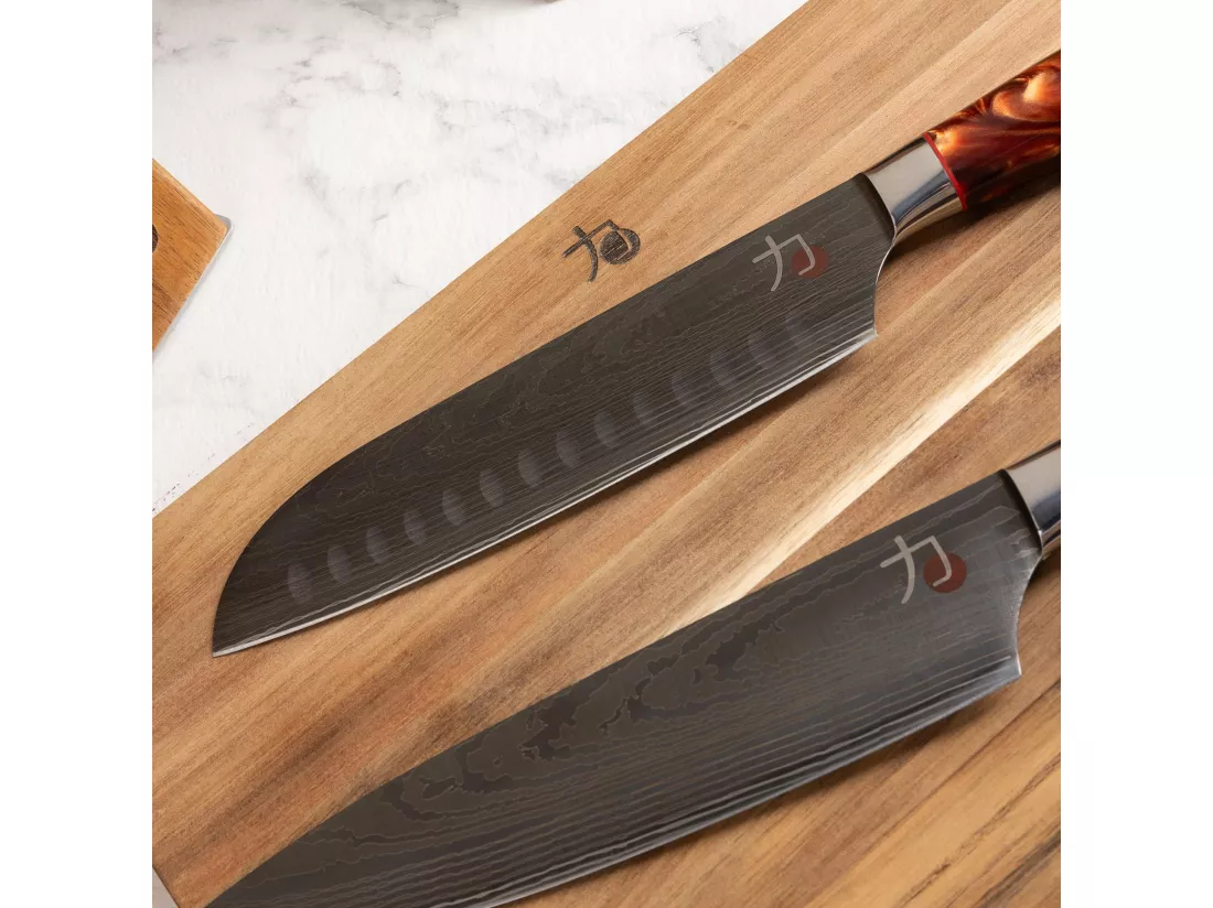 Set de 5 couteaux japonais TETSU et planche à découper 40x25x1,6cm MasterPRO
