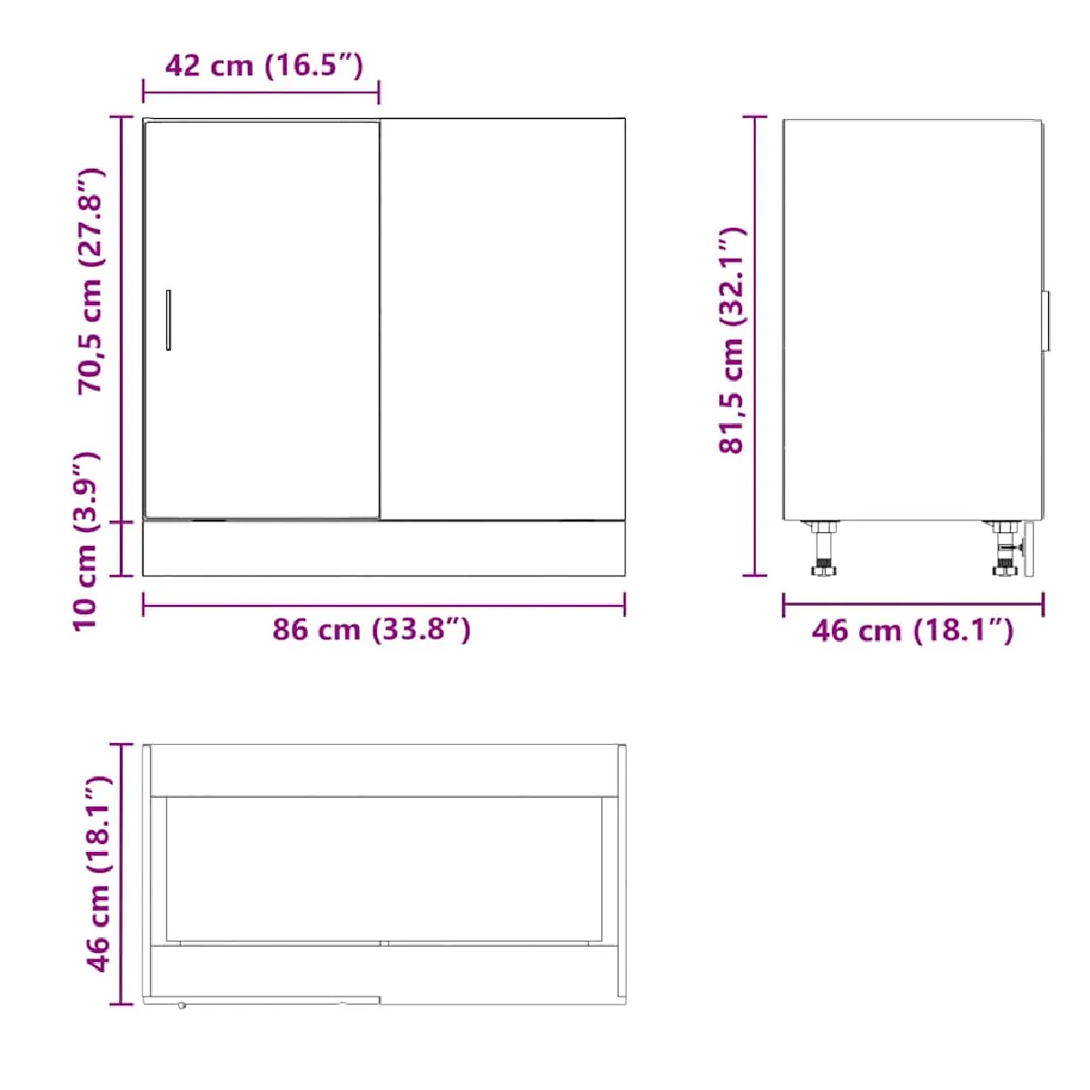 vidaXL Meuble bas de lavabo Lucca gris béton