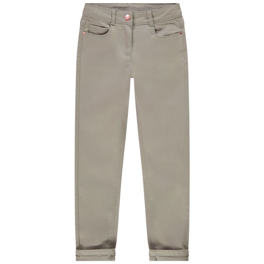 Pantalon slim en twill uni pour fille - Vert