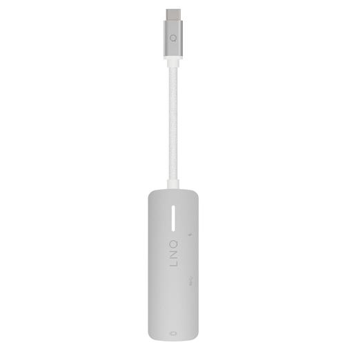 3in1 USB C Multiport Adapter HUB mit 1x USB 3.2 / 1x USB-C (PD/140W) / 1x HDMI 2.0 4K@60Hz (LQ49031) - Grau / Weiss