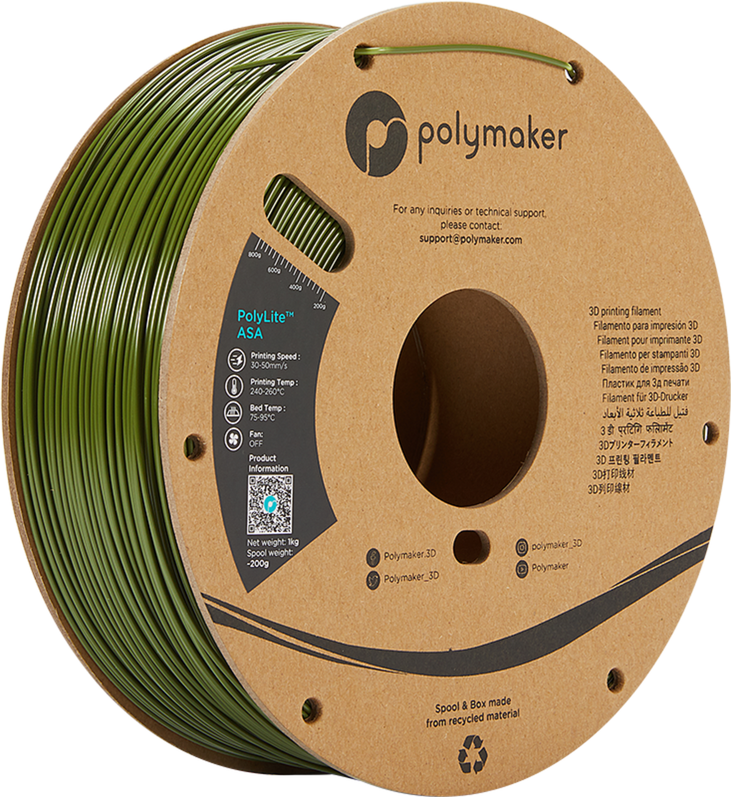 Polymaker  PolyLite ASA Army Green, 1,75 mm / 1000 g    Die Alternative zu ABS Filament