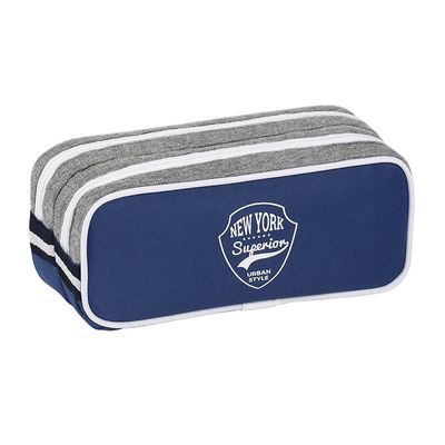 Trousse rectangulaire NY Fashion - 2 compartiments - bleu - Viquel