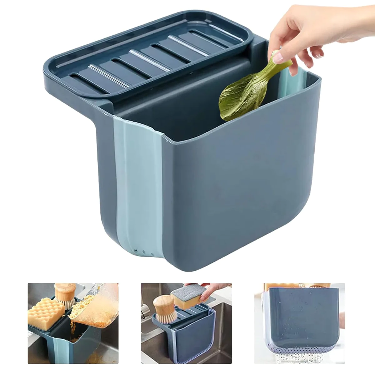 Poubelle à Séparation Sèche et Humide de 1L bleu Vendos85