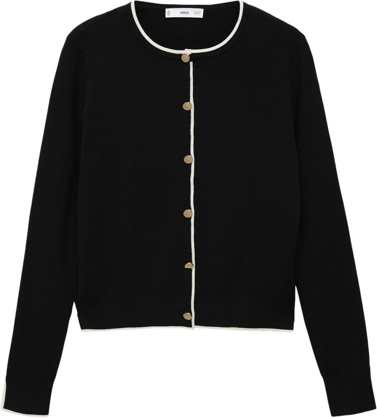 MANGO Stripped knit cardigan Black